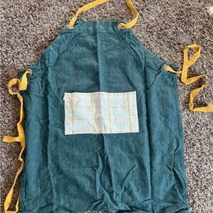 Teal Apron with Yellow Straps and White Pocket